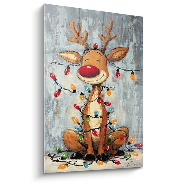 Tableau Renne Danse des Ampoules - édition Noel