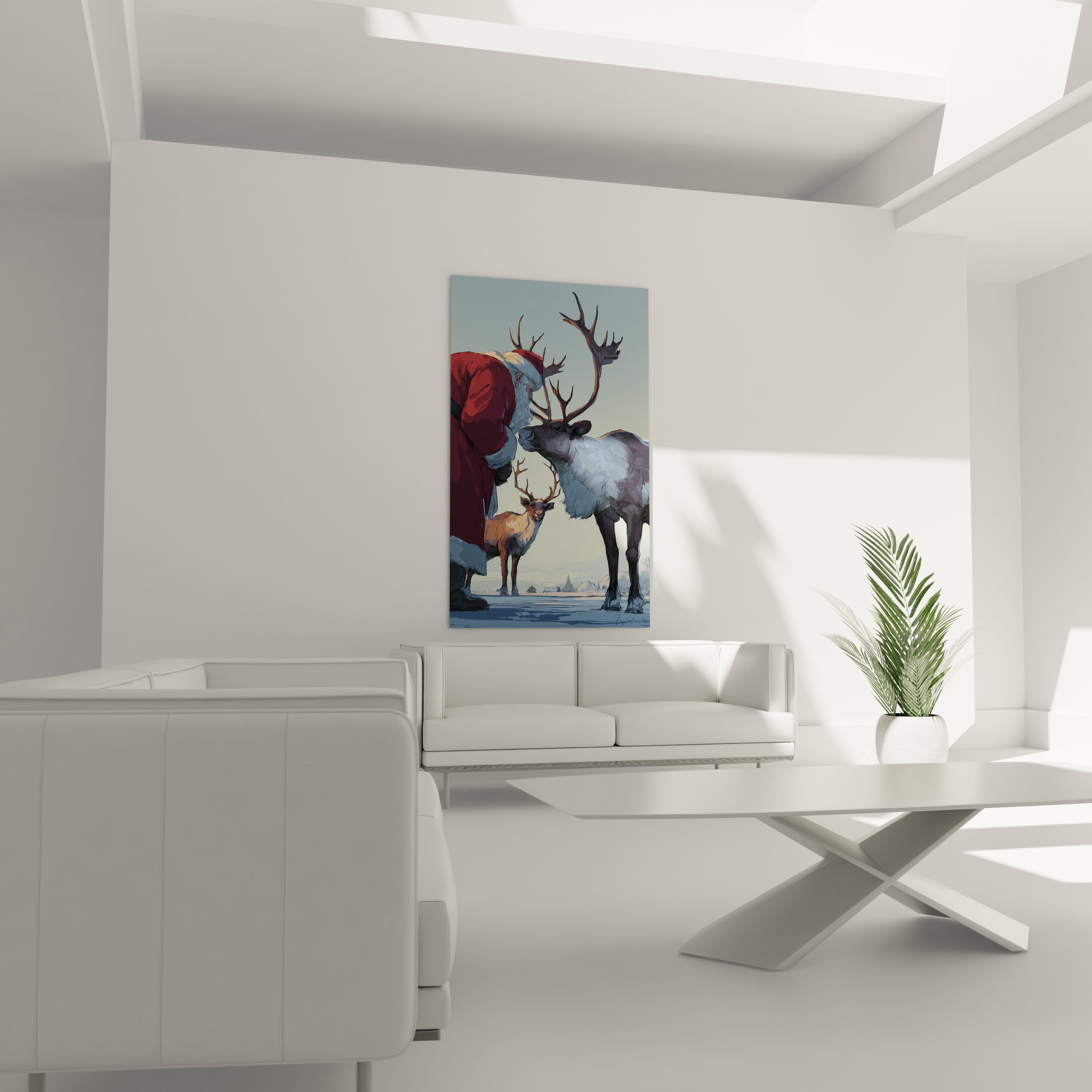 Tableau mural haut de gamme représentant un renne Noël pour une décoration festive élégante