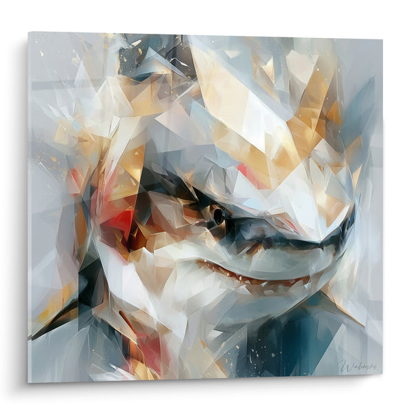 Tableau Requin blanc aux facettes dorées - Fragments de lumière - Edition Requin