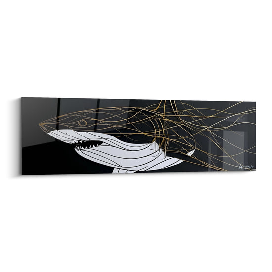 Tableau Requin blanc aux filaments dorés - Dissolution dorée - Edition Requin