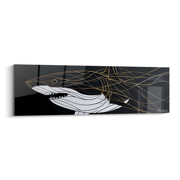Tableau Requin blanc aux filaments dorés - Dissolution dorée - Edition Requin