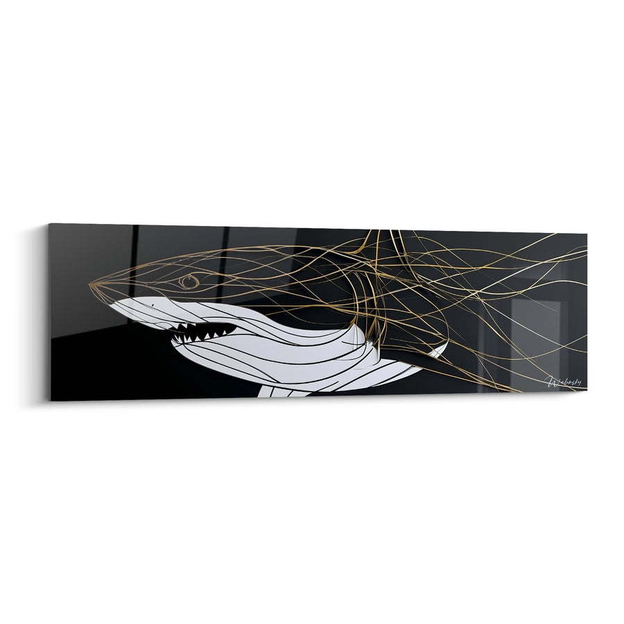 Tableau Requin blanc aux filaments dorés - Dissolution dorée - Edition Requin