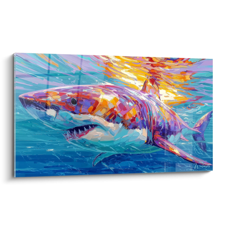 Tableau Requin Coloré - Explosion Artistique - édition Mégalodon
