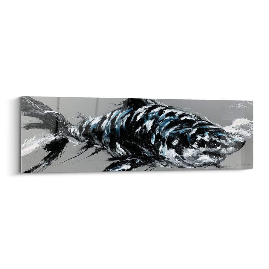 Tableau Requin noir aux touches bleu marine - Force des profondeurs - Edition Requin