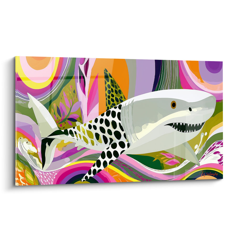 Tableau Requin gris et rose à pois - Ballet tropical - Edition Requin