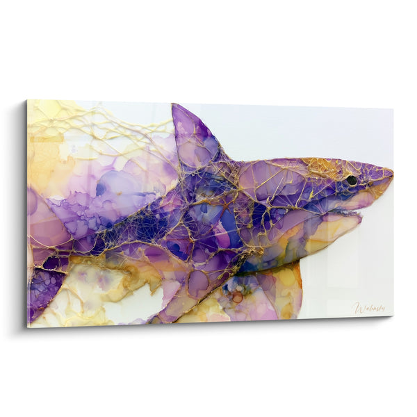 Tableau Requin violet aux nervures dorées - Éclat abyssal - Edition Requin