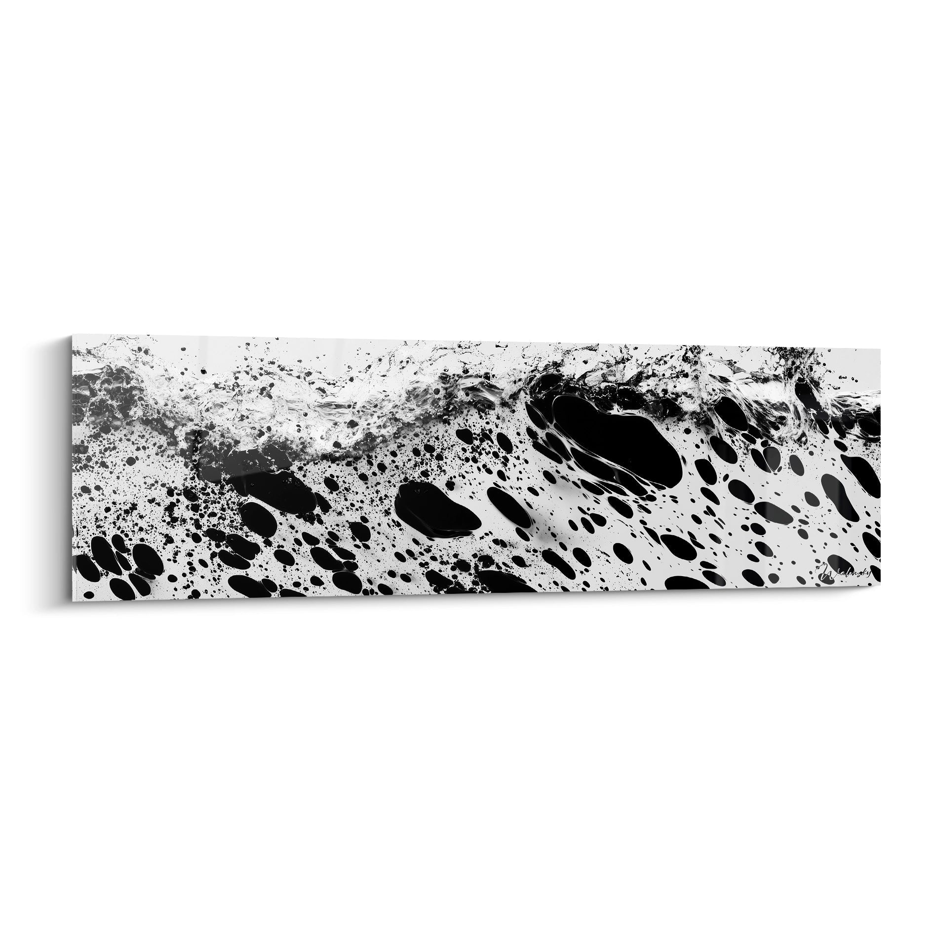 Tableau tacheté noir et blanc de Walensky avec un motif abstrait moderne et artistique