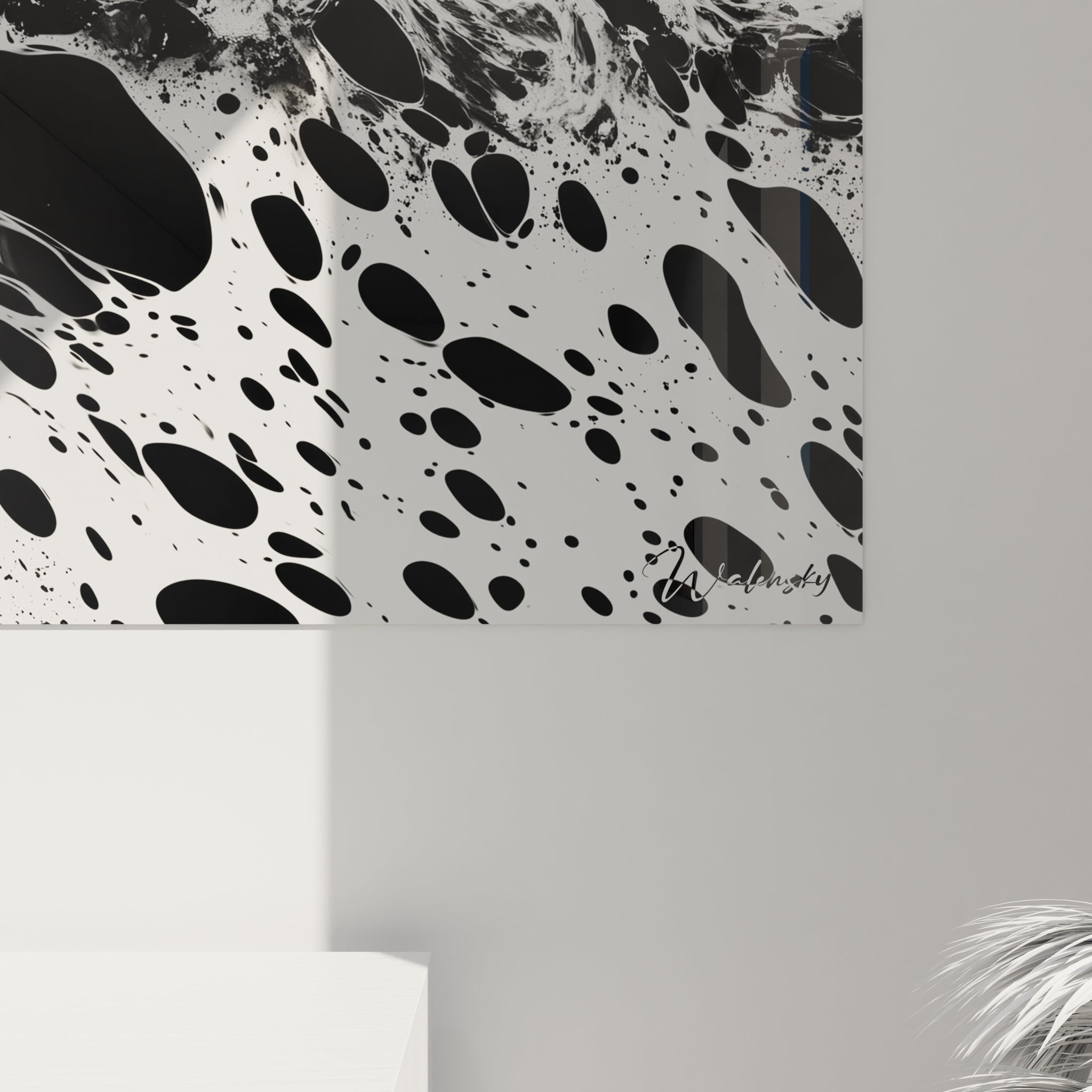 Tableau moderne tacheté noir et blanc de Walensky pour décoration intérieure élégante