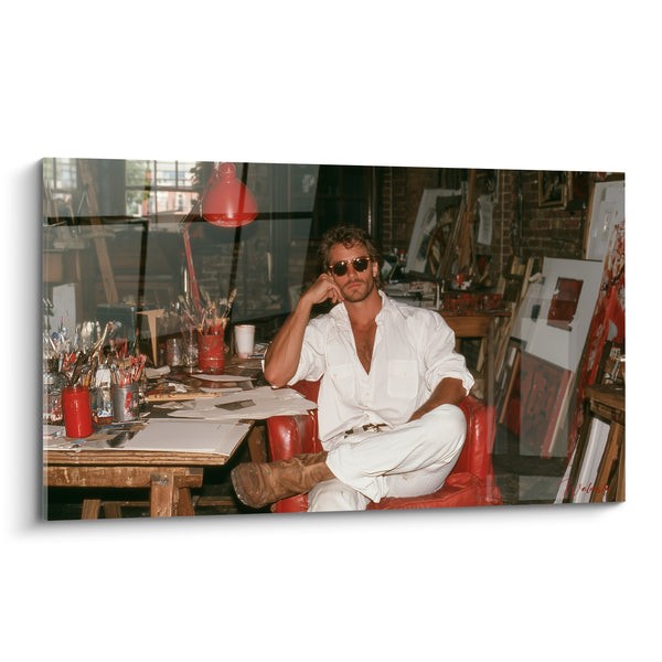 Tableau Artiste en chemise blanche dans son atelier - Pause créative - Edition Rétro