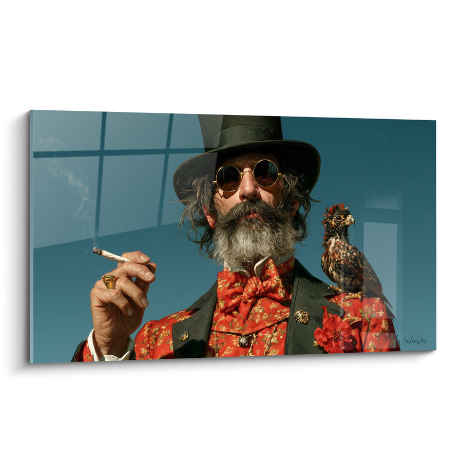 Cuadro Hombre Barba con Sombrero de Copa - Elegancia de Dandy - Edición Retro