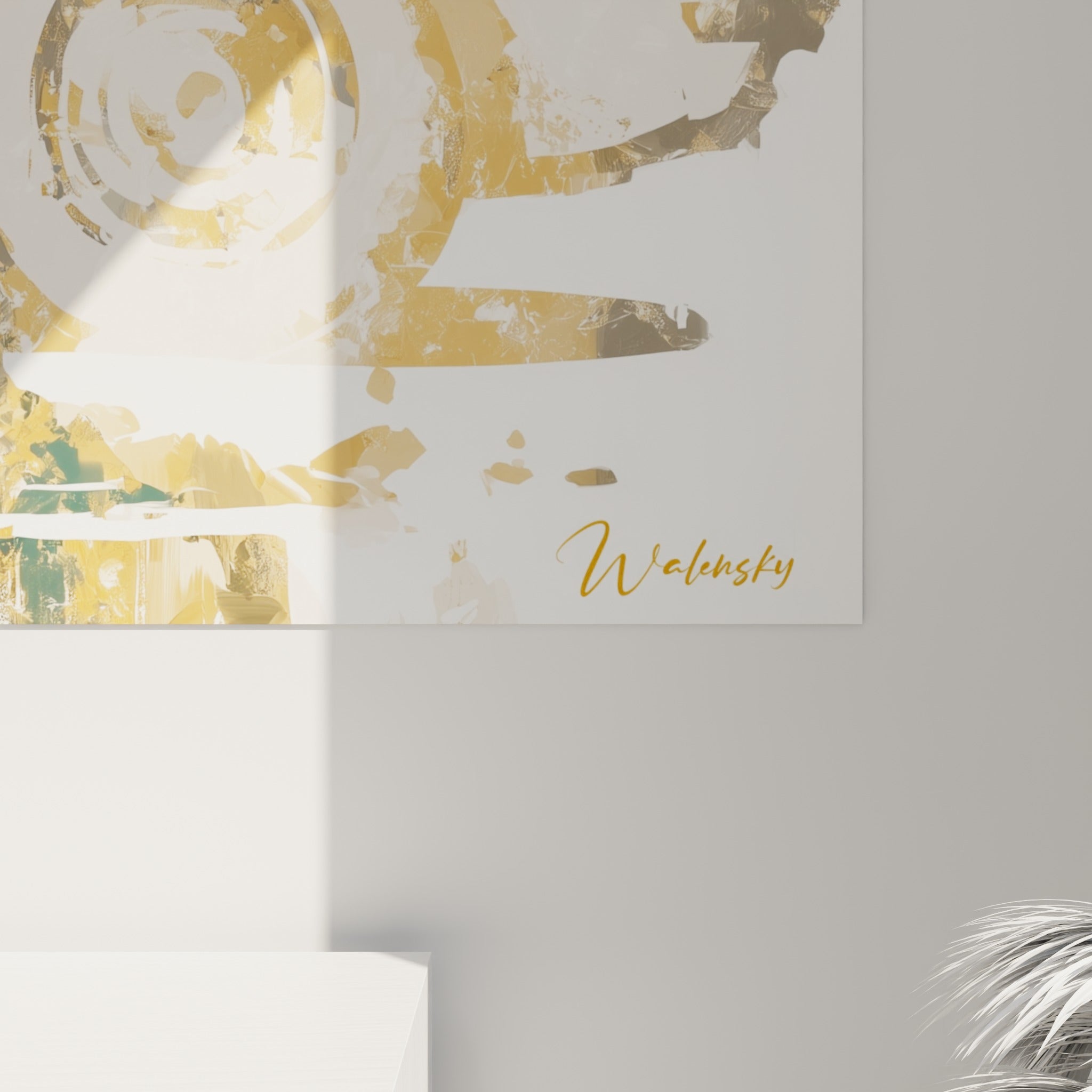 Détail des ailes ocre et rouille aux empâtements visibles et coulures d'aquarelle sur toile