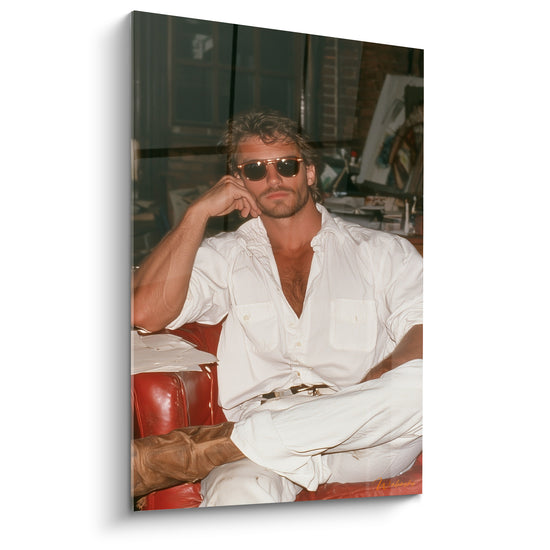Tableau Homme lunettes noires chemise blanche - Nonchalance assumée - Edition Rétro