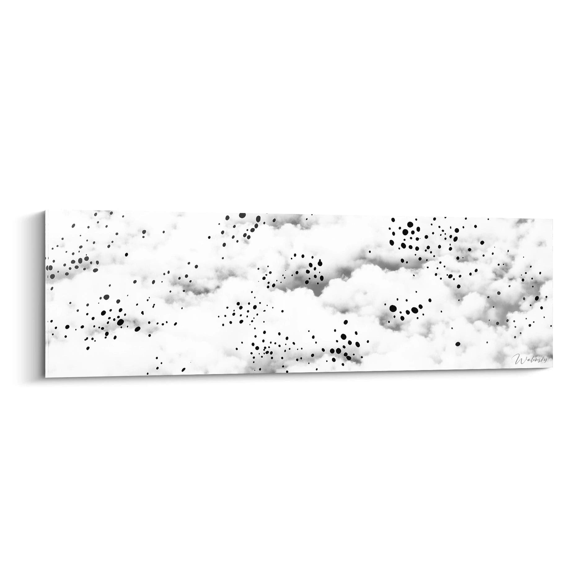 Tableau tacheté noir et blanc de Walensky avec des motifs nuageux modernes