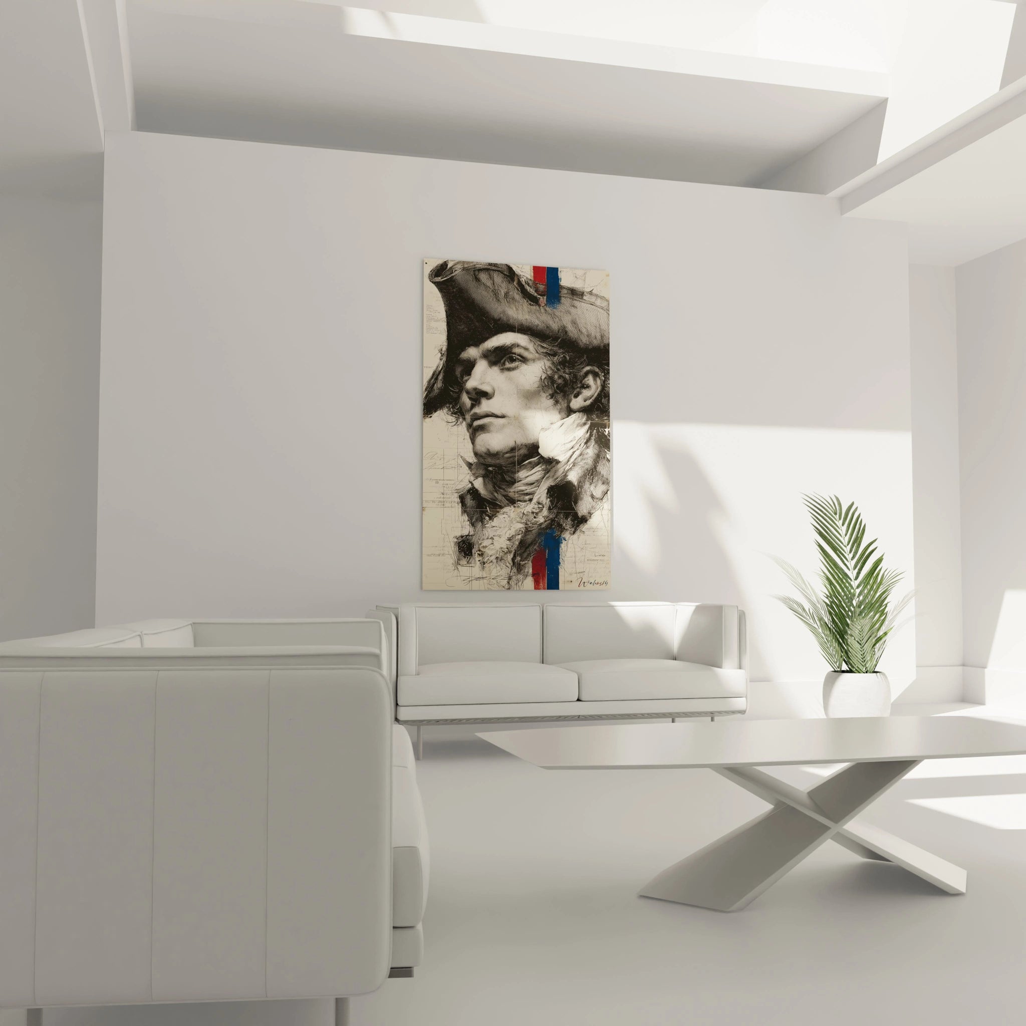 Tableau mural Walensky portrait gravure tricolore dans salon moderne tableau révolution française cœur battant