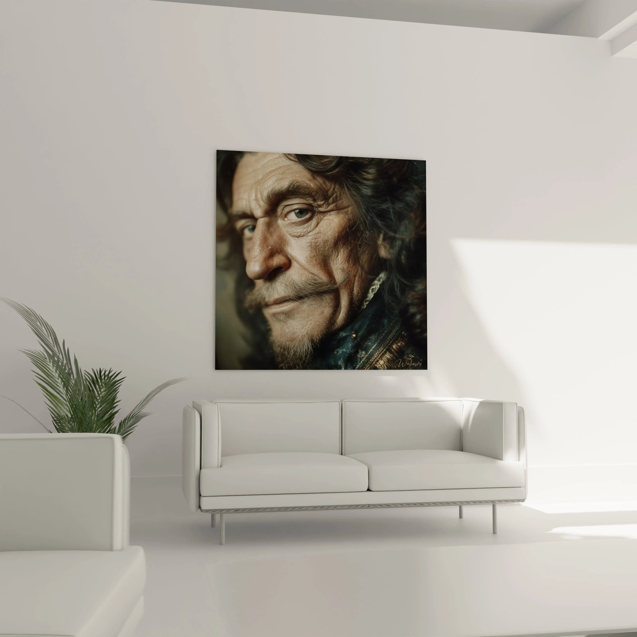 Tableau mural Walensky avec portrait réaliste d'un homme âgé sur toile carrée, tableau artistique regard éternel