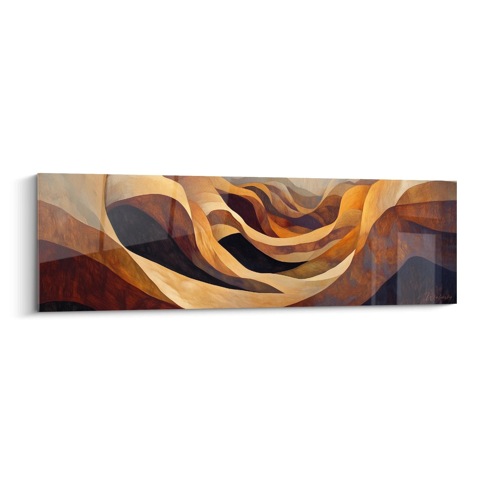 Tableau expressionniste abstrait de Walensky avec des vagues de couleurs terreuses et des formes fluides