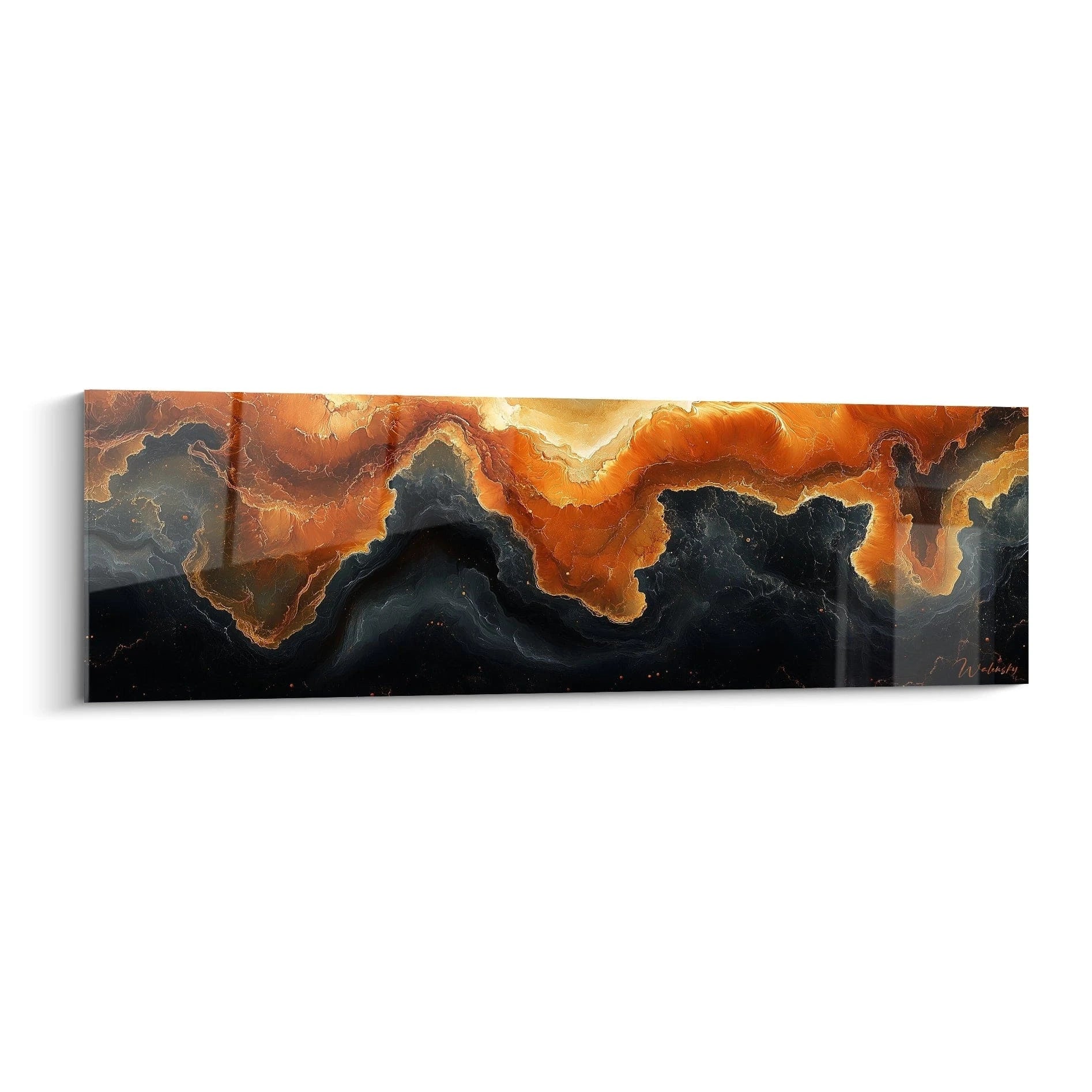 Tableau expressionniste abstrait de Walensky avec des motifs orange et noir, ajoutant du caractère à votre décor
