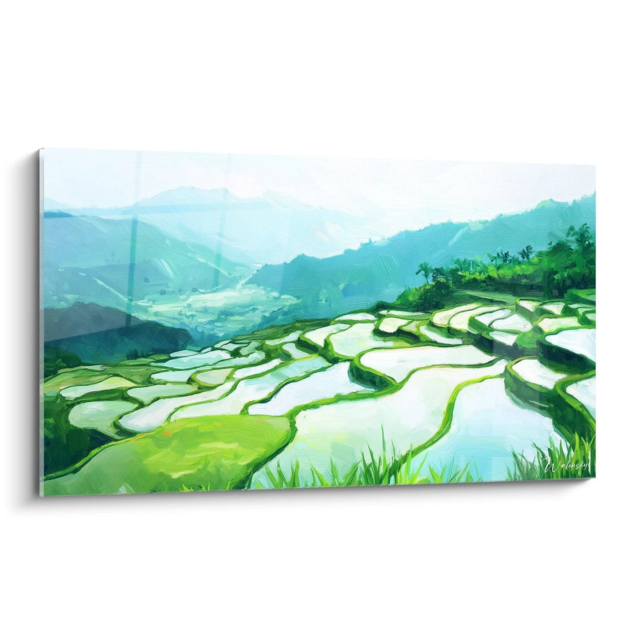 Schilderij Smaragdgroene Rijstvelden - landschapseditie