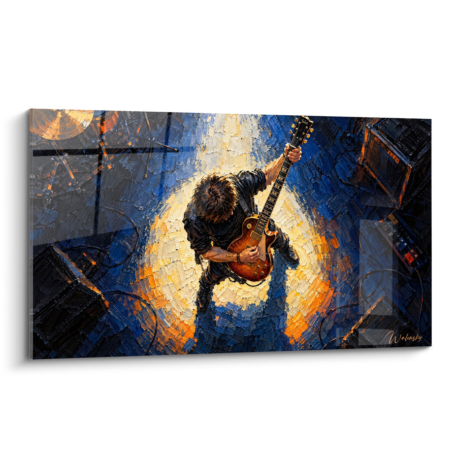 Tableau Guitariste vu de dessus sous projecteur - Sous les projecteurs - Edition Rock