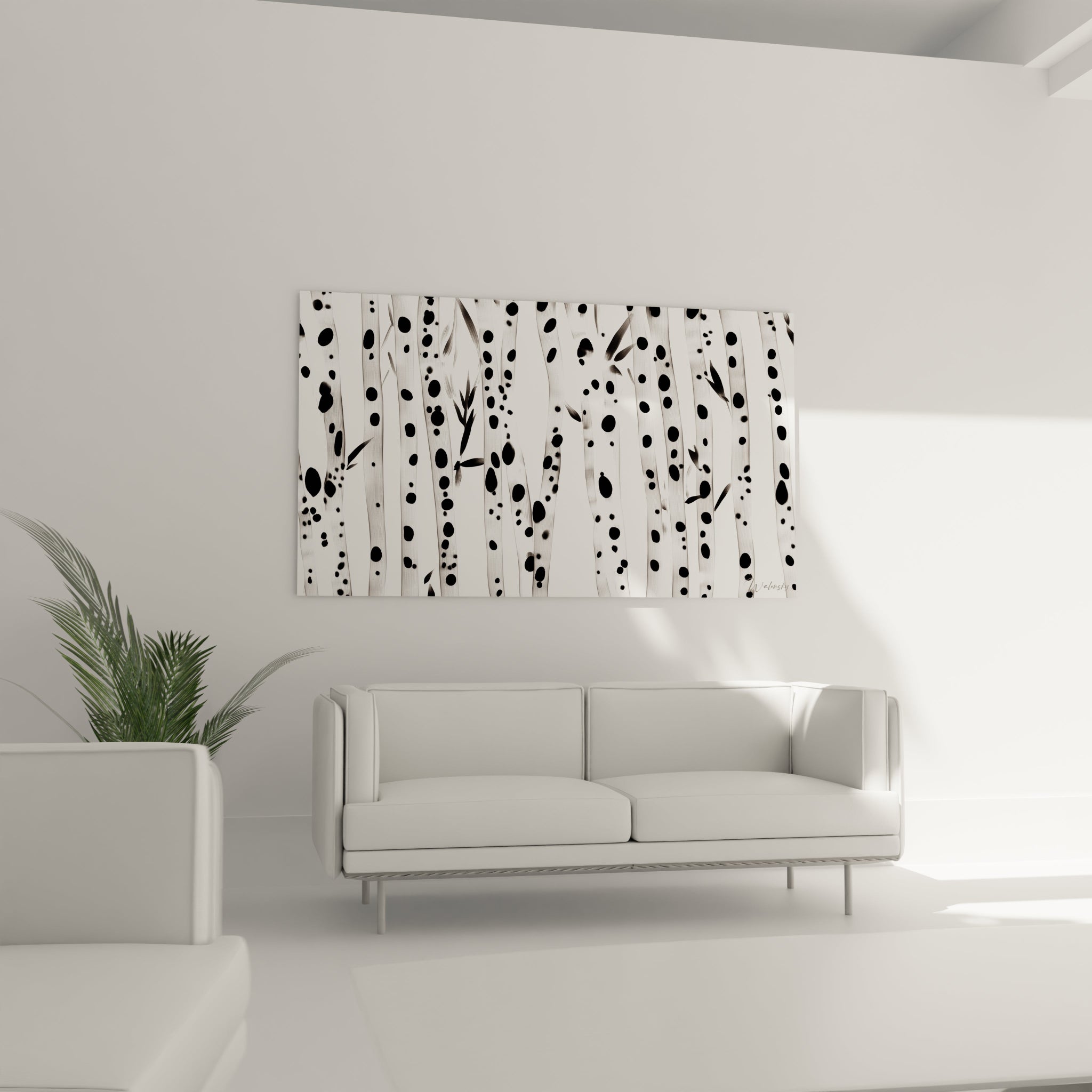 Tableau tacheté noir et blanc décoratif de Walensky, idéal pour embellir votre intérieur moderne