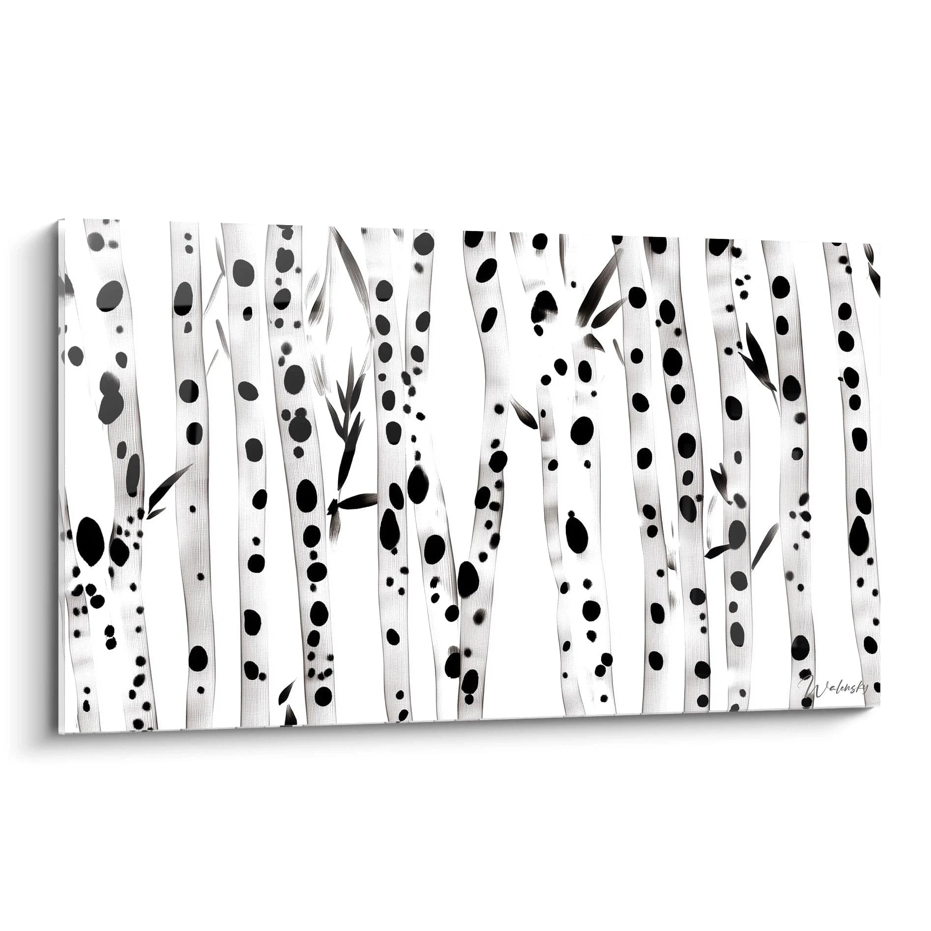 Tableau tacheté noir et blanc de Walensky avec des motifs abstraits modernes