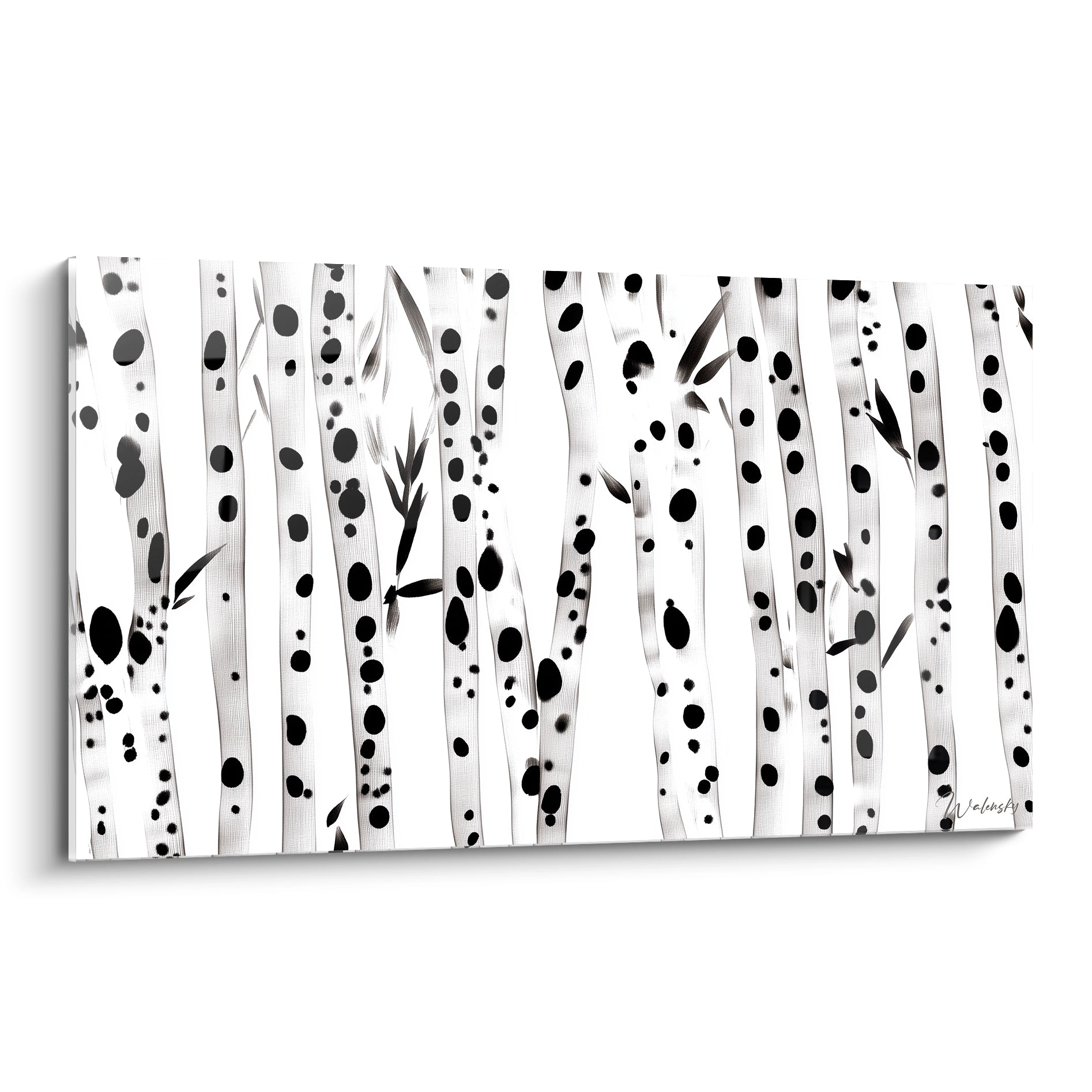 Tableau tacheté noir et blanc de Walensky avec des motifs abstraits modernes