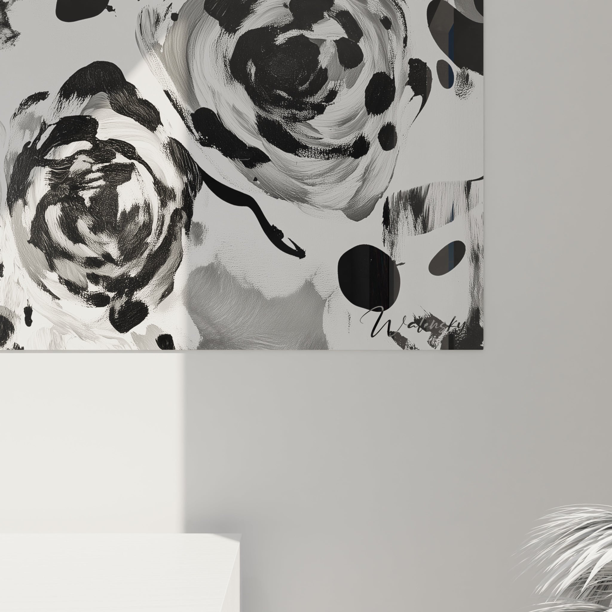 Tableau Roses Sauvages Expressives Noir - édition tacheté noir et blanc