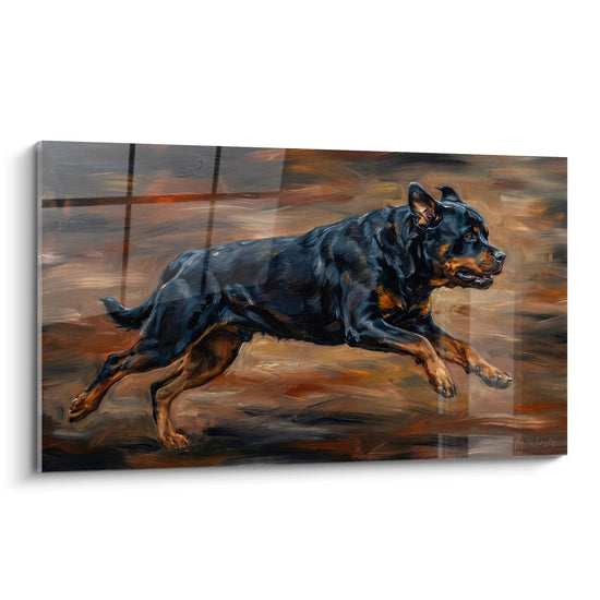 Obraz Rottweilera w Biegu Dynamicznym - Siła w Ruchu - Edycja Rottweiler