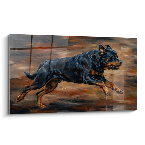 Cuadro Rottweiler Corriendo Dinámico - Poder en Movimiento - Edición Rottweiler