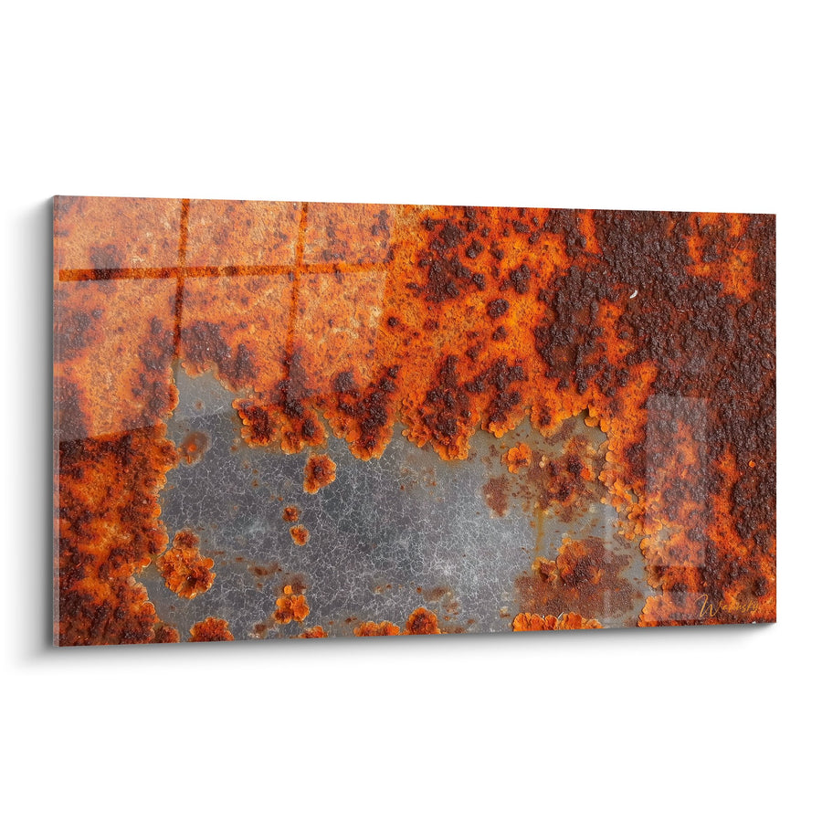 Tableau Rouille Orangée et Métal Oxydé - Fusion Industrielle - Edition Feng shui Sud Feu
