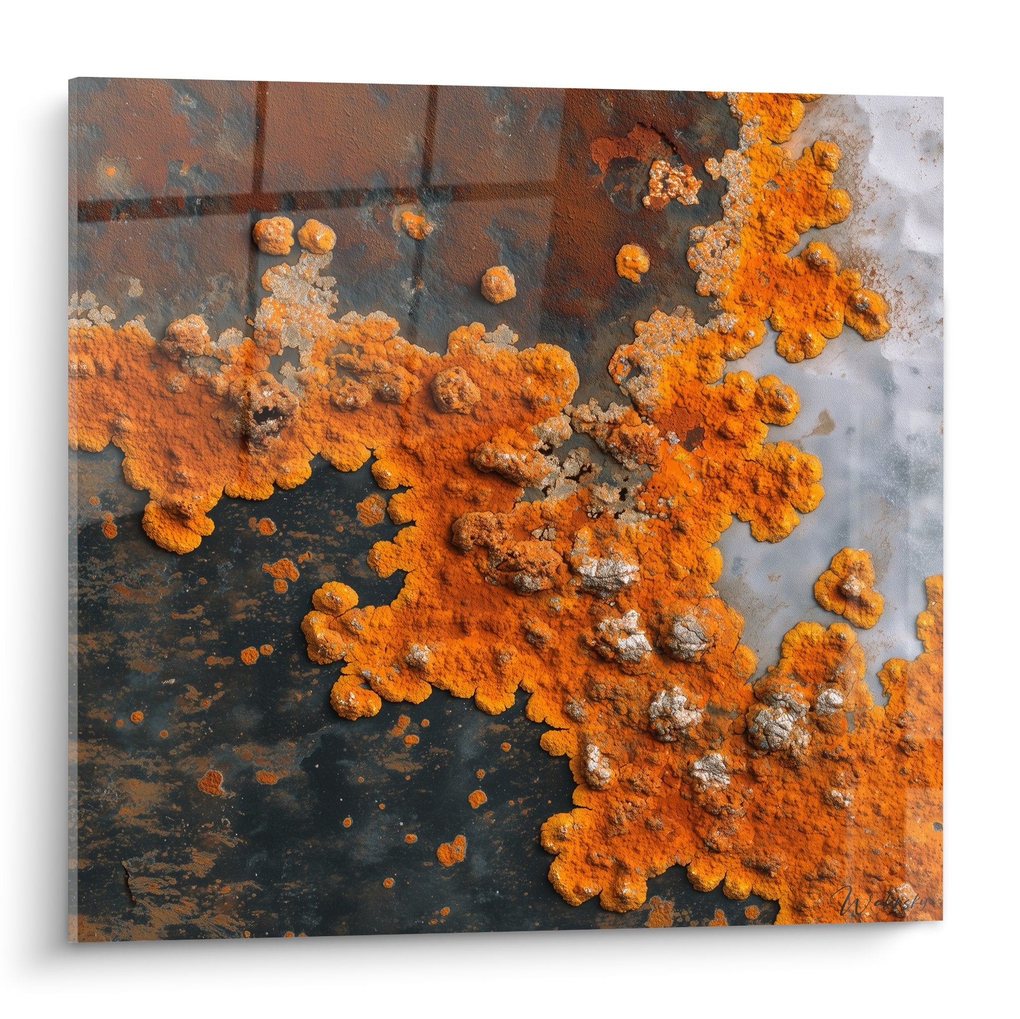 Rostbraun orange Metallkorrosion Oxidation Feng-Shui Süd Feuer industrielle Wanddekoration