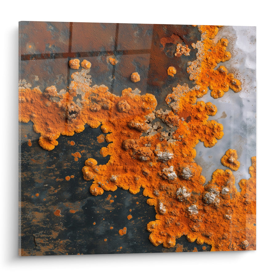 Tableau formations de rouille orange sur métal oxydé - Matières naturelles - Edition Feng shui Sud Feu