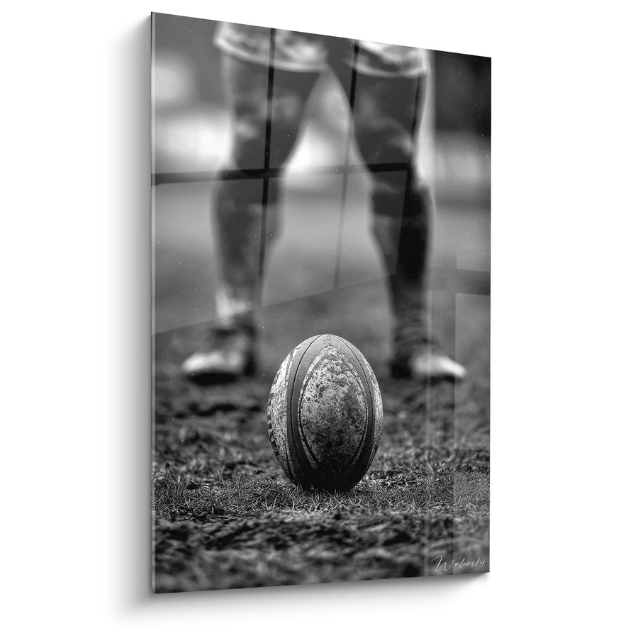 Tableau rugby - Ballon ovale en noir et blanc - Edition sports noir et blanc