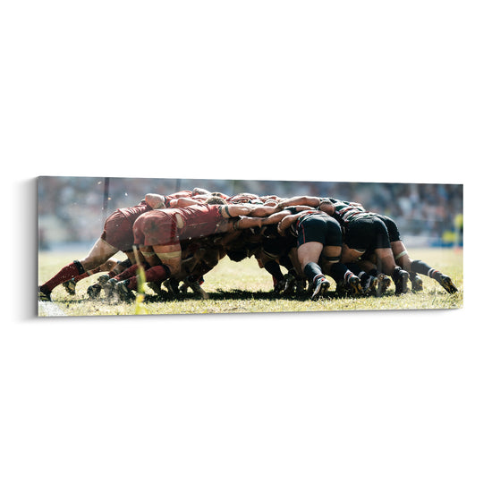 Tableau Mêlée grenat et noir sur pelouse - Choc des corps - Edition Rugby