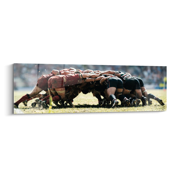 Quadro Mischia granata e nera su prato - Scontro di corpi - Edizione Rugby