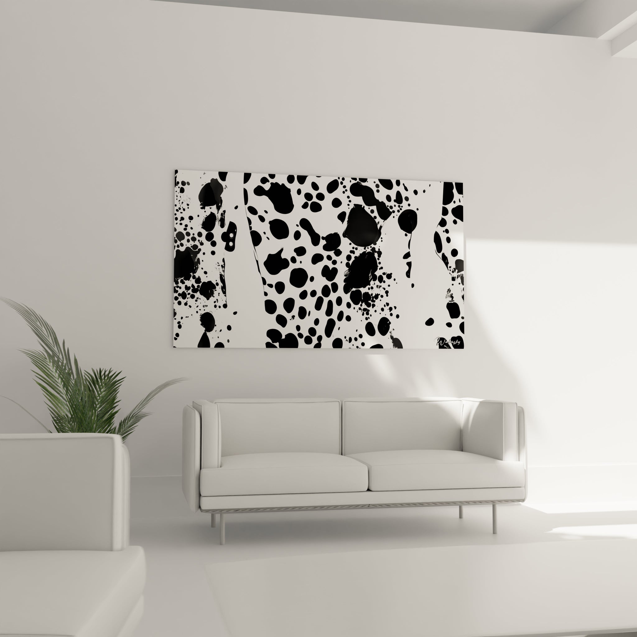 Tableau tacheté noir et blanc Walensky pour décoration moderne du salon