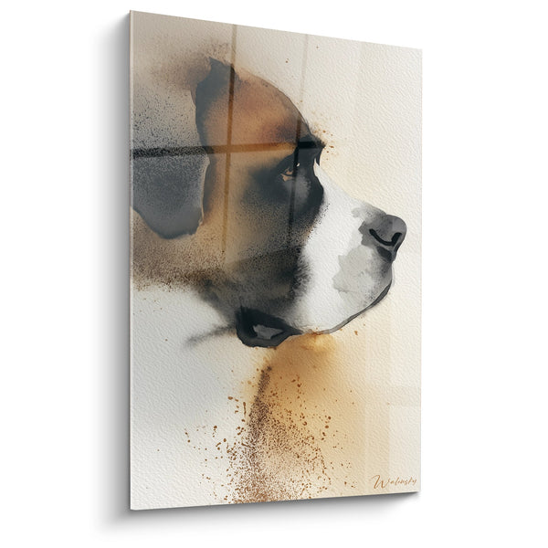 Cuadro Retrato Acuarela Abstracto Gris y Ocre - Silueta Canina - Edición San Bernardo