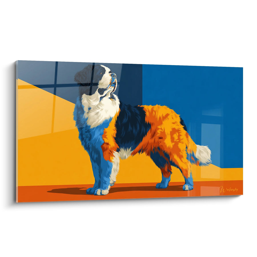 Tableau Chien Multicolore aux Teintes Vives - Portrait Canin Contemporain - Edition Saint Bernard