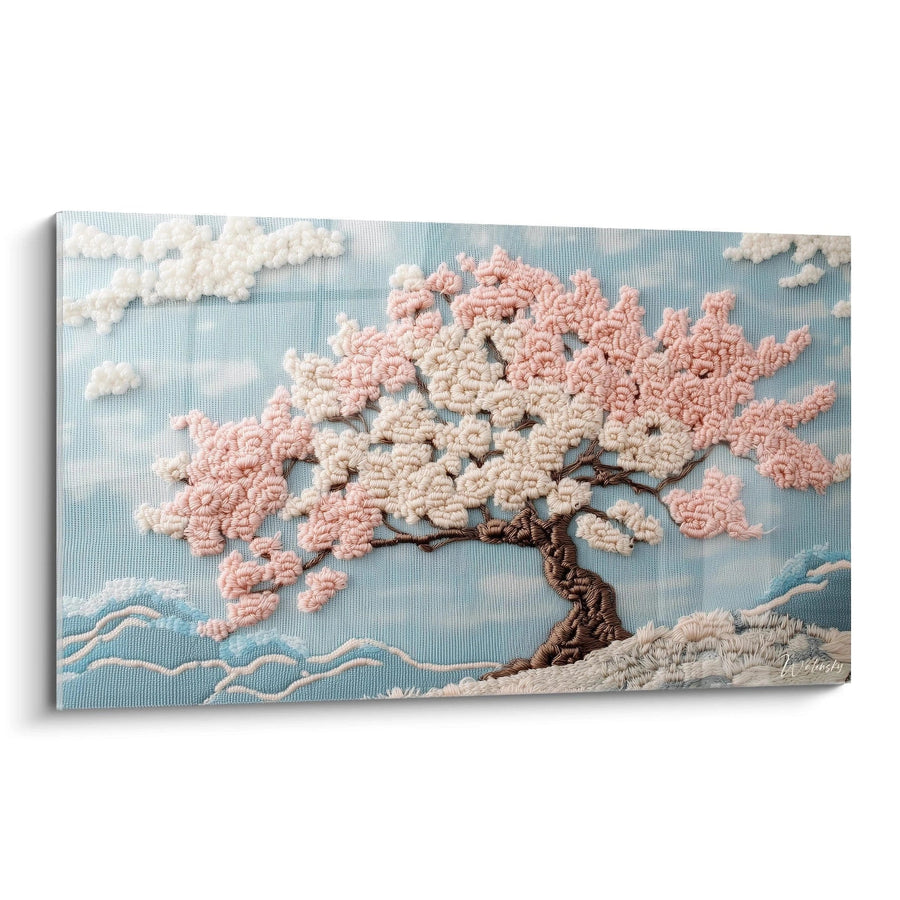 Tableau Sakura Textile - édition style crochet