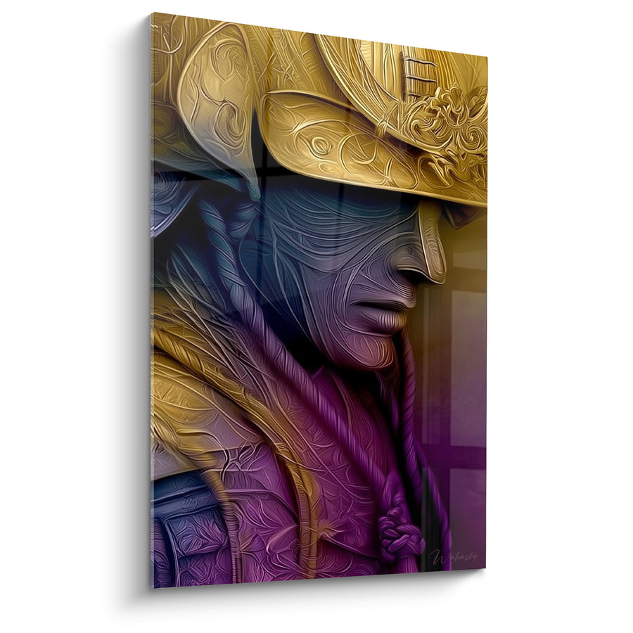 Tableau Guerrier au casque doré et pourpre - Veille du combat - Edition Samouraï