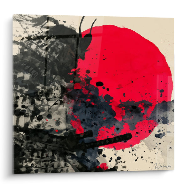 Tableau Disque rouge et noir aux éclats d'encre - Choc silencieux - Edition Samouraï