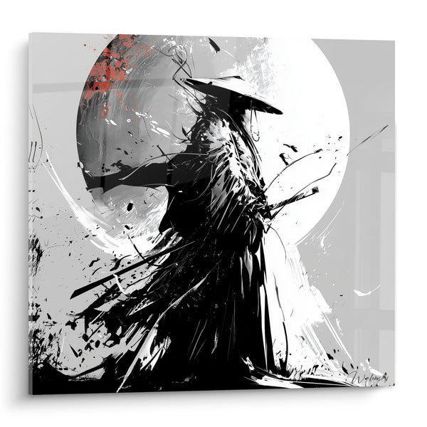 Tableau Samouraï noir à la lune blanche - Veille avant l'assaut - Edition Samouraï