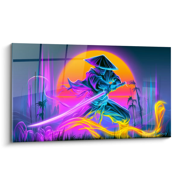 Tableau Samouraï bleu et violet sabre dégainé - Fraction de seconde - Edition Samouraï