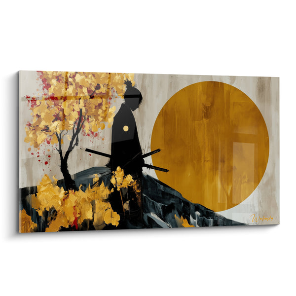 Tableau Samouraï noir et soleil doré - Veille du guerrier - Edition Samouraï