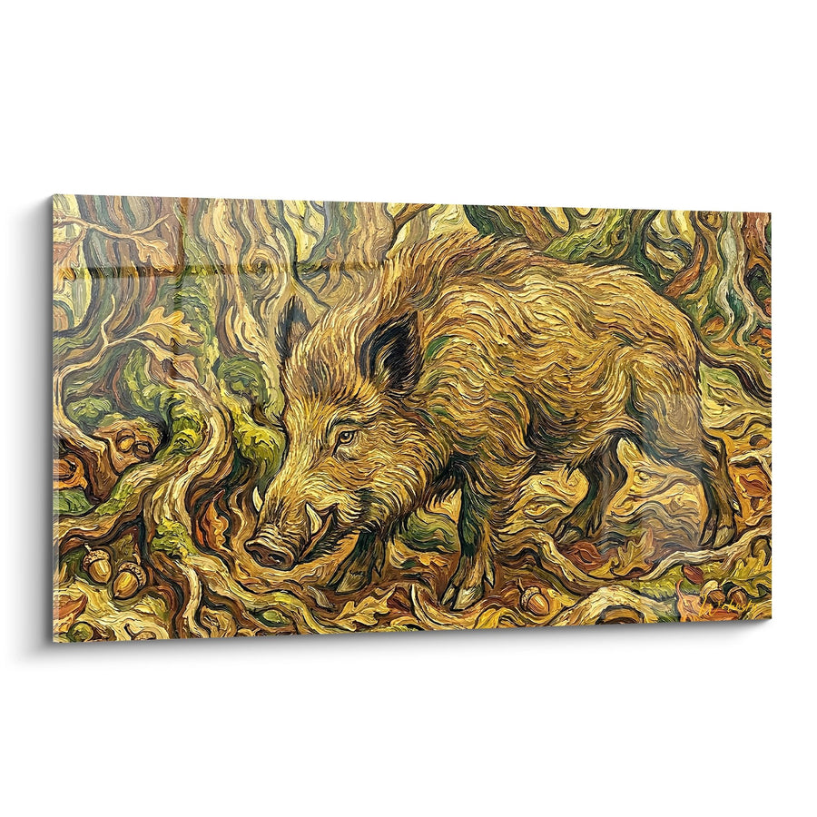 Tableau Sanglier aux Tourbillons Dorés - Style Post-Impressionniste - Edition Sanglier