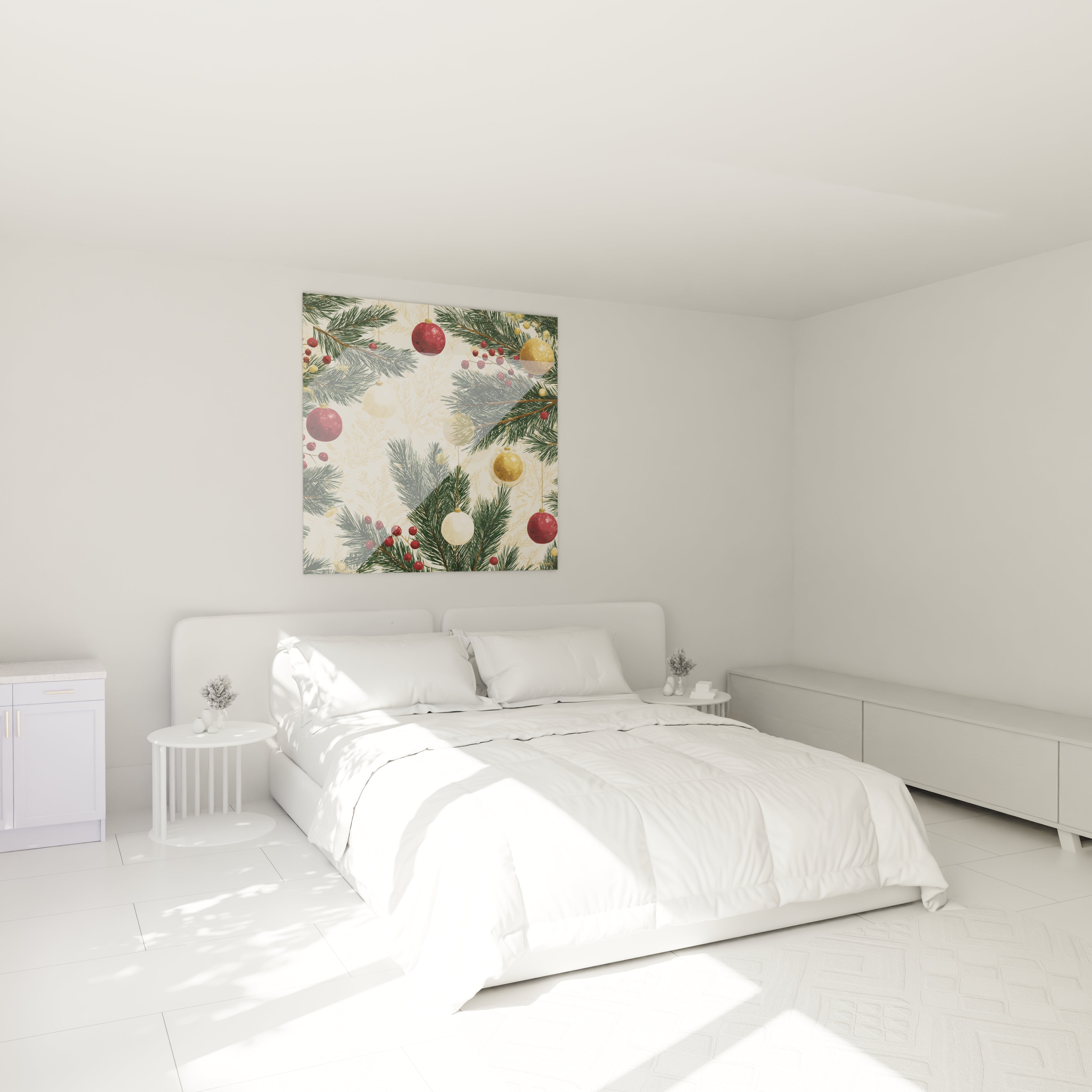 Tableau mural sapin de Noël décoratif avec des ornements colorés pour une ambiance festive