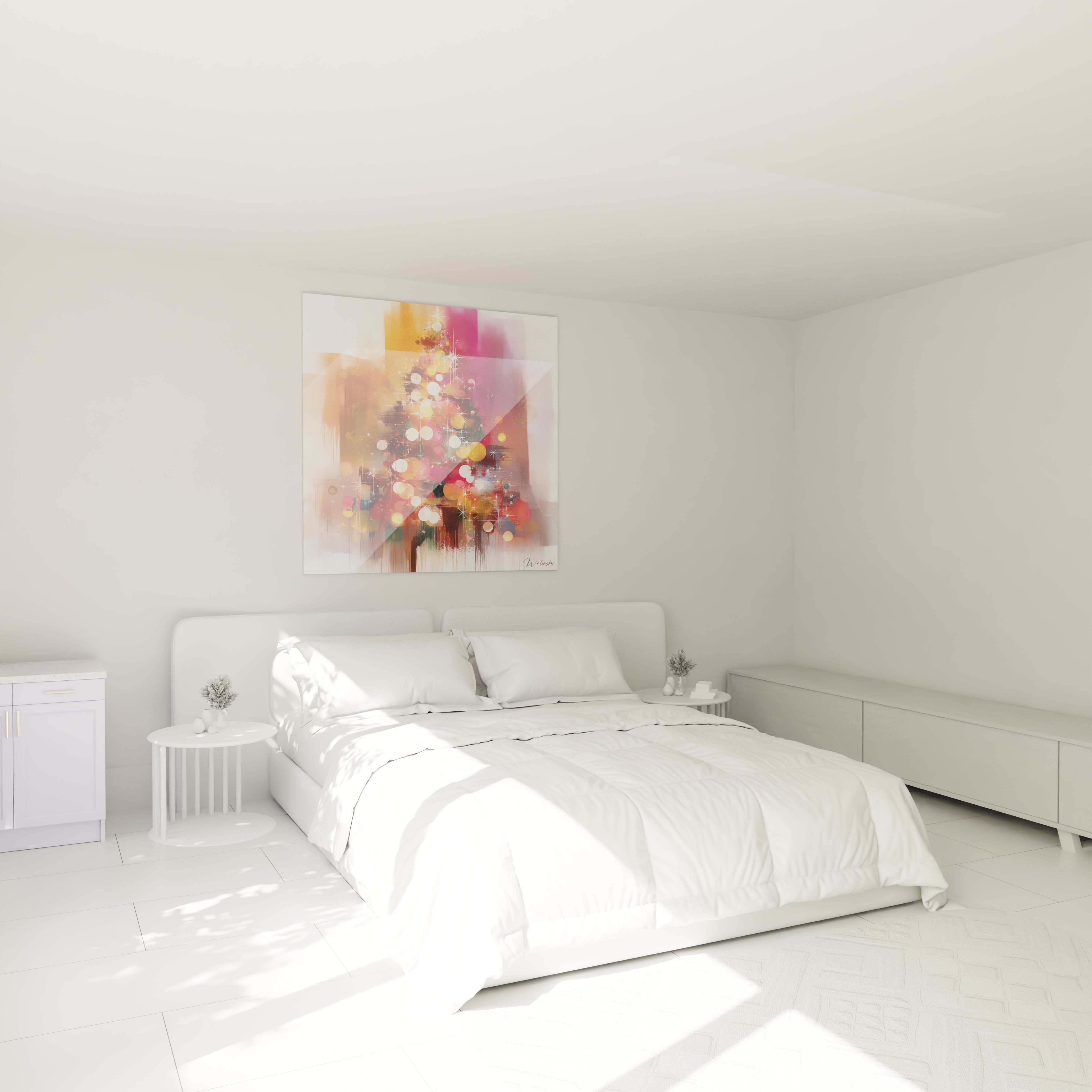 Tableau mural sapin de Noël moderne de Walensky, parfait pour décorer un intérieur contemporain