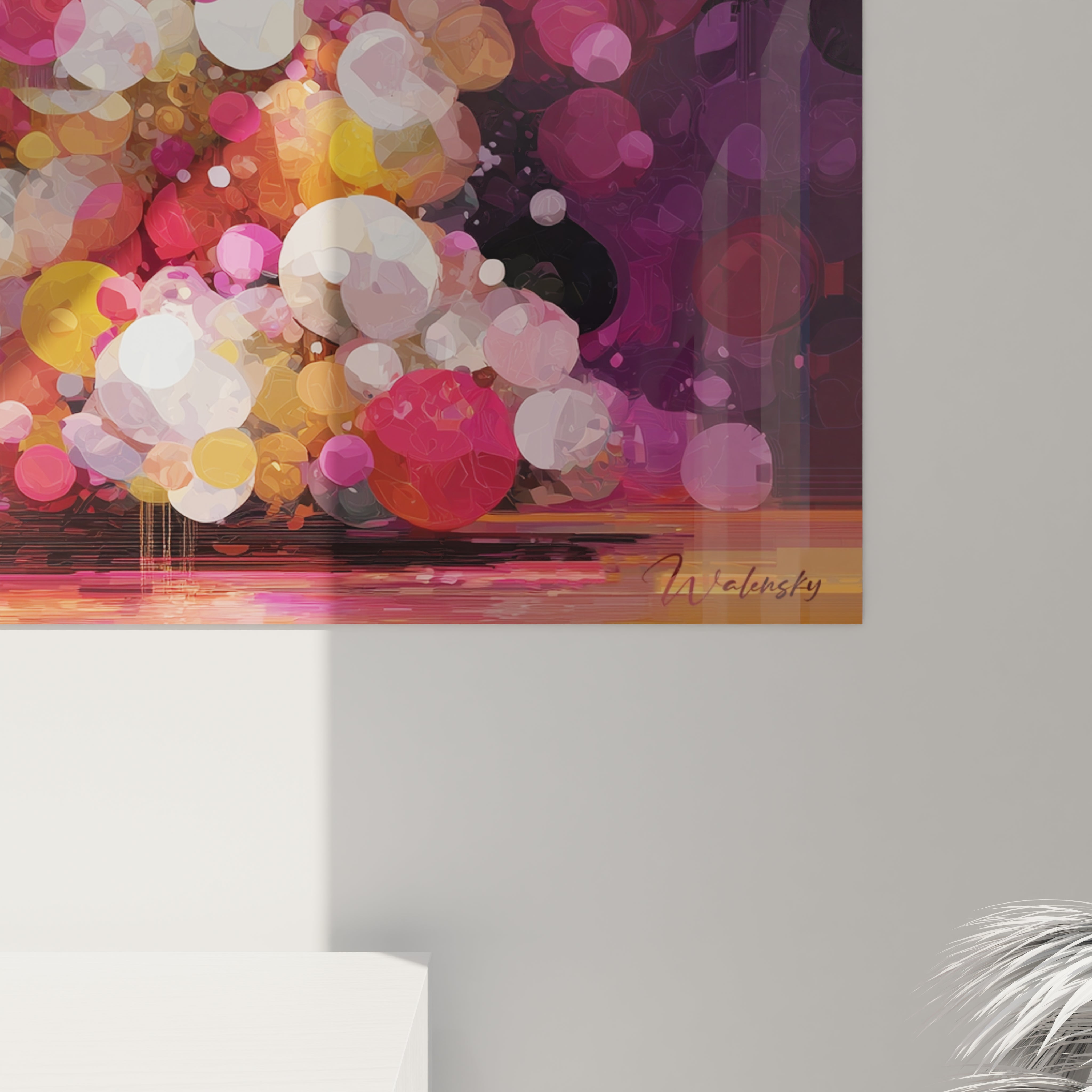 Tableau mural sapin de Noël moderne décoré de fleurs et de motifs doux pour une ambiance festive