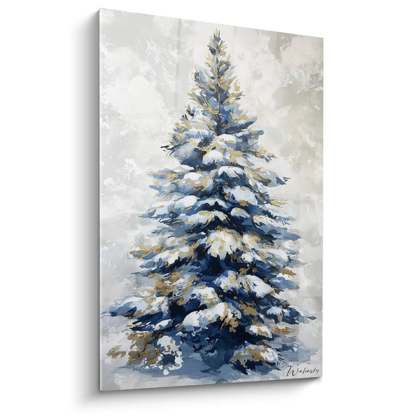 Cuadro Abeto Copos de Oro y Nieve - edición Navidad