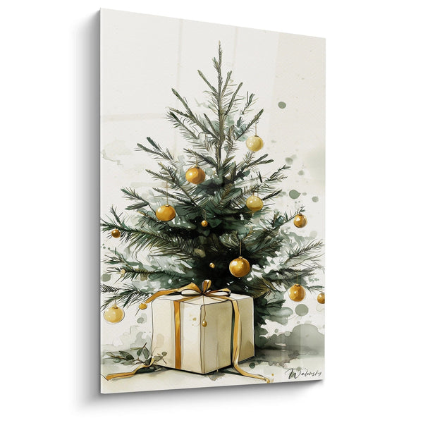 Christmas Tree Wall Art Golden Suspended Lights - Christmas Edition